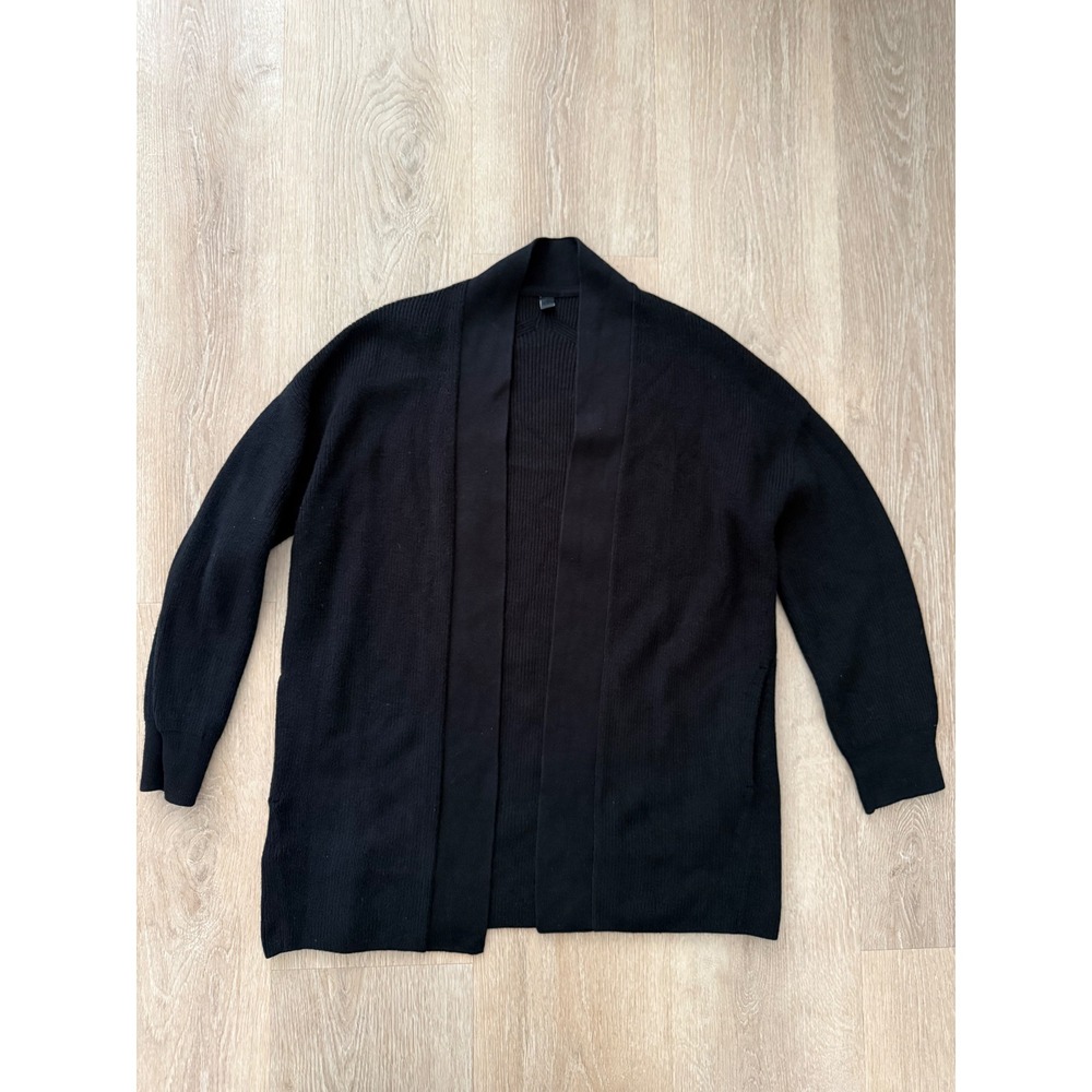 Lululemon Cardigan Sweater Black Long Ribbed Merino Wool 6 Pristine Condition